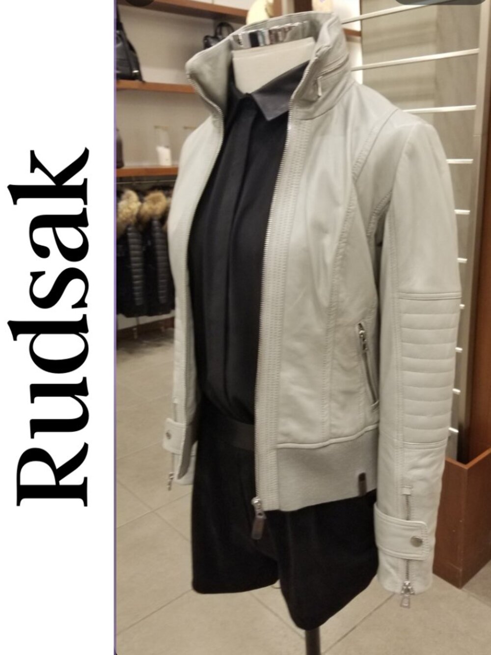 Rudsak 'Tisha' Women's Leather Jacket, Stone Color, Size XS